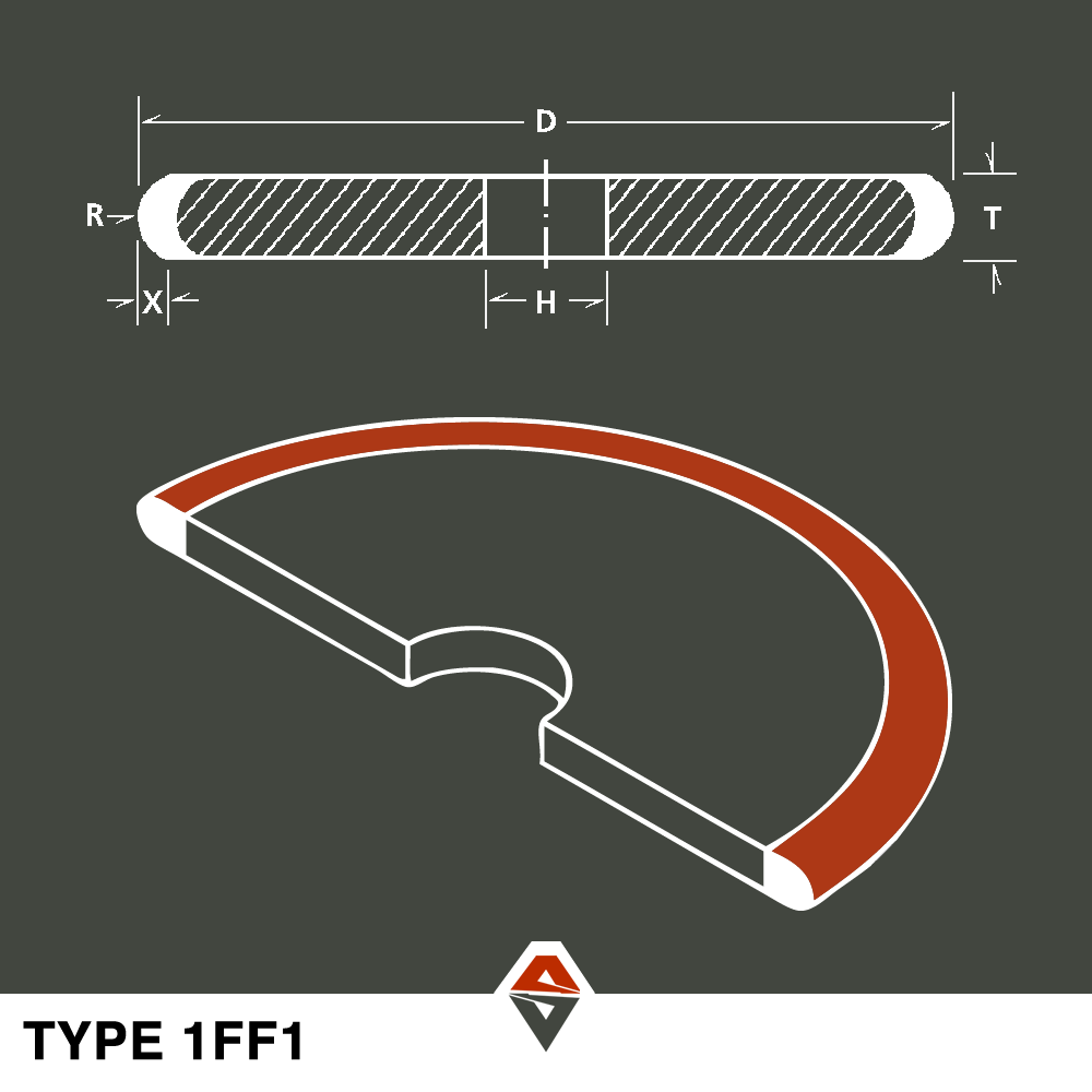 Bench Grinder Diamond Grinding Wheel Straight FF Face Diamond Dimensions Diagram