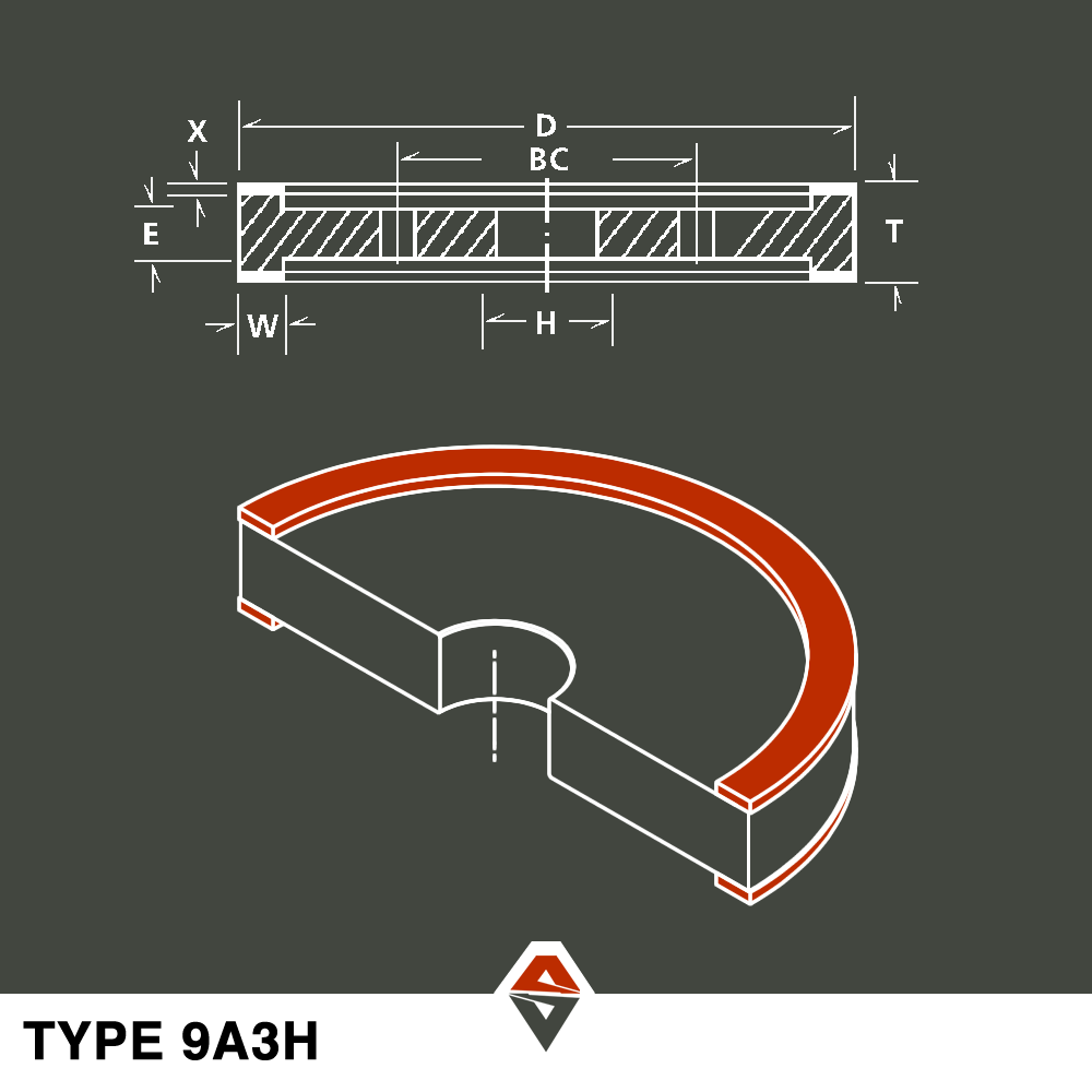 Best CBN Grinding Wheels Type 9A3H Diagram