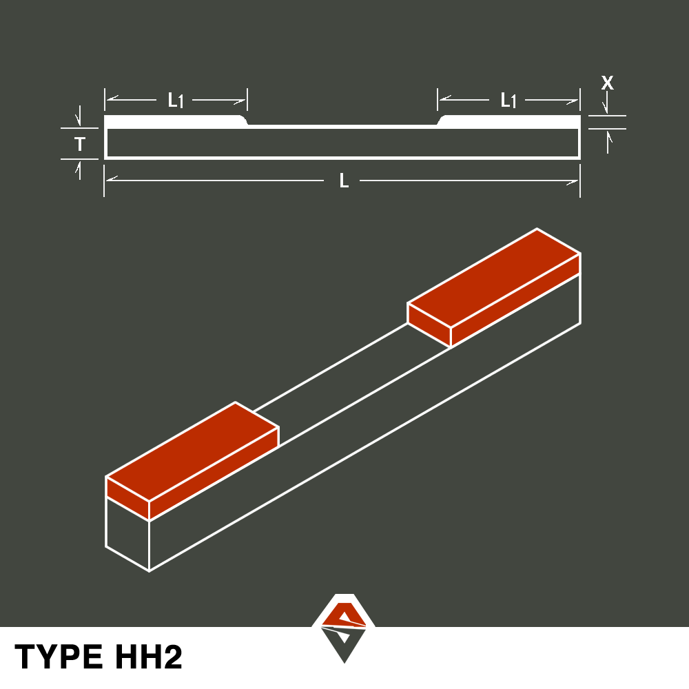 Type HH2 Hand Hone-CBN or Diamond Inserts Both Ends Diagram